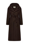 Women's Brown Hooded Belted Long Cashmere Coat - 5