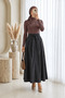 Buttoned Front Skirt with Pleated Detail - 3085 - Black - 2