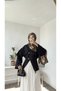 V-Neck Buttoned Denim Jacket - 27103 - Navy Blue - 2