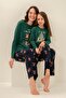 Girl Child 9-14 Years Old Mother-Daughter Teddy Bear Patterned Pajama Set Khaki