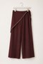 Wide Leg Trousers with Scarf Detail and Pockets - Bitter Brown
