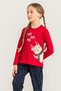 Girl Child 9-14 Years Old Mother-Daughter Patterned Pajama Set Red - 3