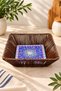 Rattan Brown Plastic Tile Pattern Bread Basket Organizer 25*7cm - 2