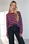 Blue Red Crew Neck Knit Sweater