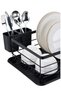 Pack of 2 - Dish Drying Rack - Kitchen Dish Rack with Drainboard and Cutlery Holder - Large Capacity Plate Rack - Black Metal Dish Organizer for Kitchen Counter - 5