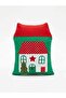 Decorative Filled Pillow with House Figure Appliqué – 21 × 27 cm – Inner Filling Included