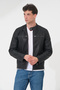 Men's Coat Faux Leather Jacket with Zipper - 5