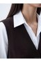 Two Mt Shop Quality Lcw Studio Brown Plain Women's Classic Vest - 3