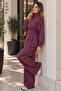 High Collar Zippered Double Suit Set A1417 Plum - 3