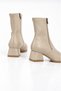 Women's Pointed Toe Thick Heeled Zippered Diviná Beige Elegant Boots - 6