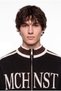 Men's Mchnst Written Sleeve Striped Zippered Knitwear Black - 2