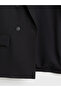 Two Mt Shop Quality Lcw Modest Black Polyviscon Plain Loose & Baggy Women's Blazer Jacket - 4