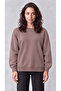 Women's Brown Crew Neck Soft Puff Fabric Casual Comfortable Sweatshirt