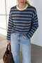 Blue Brown Yellow Crew Neck Knit Sweater - 2