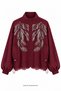 Front Sequin Embroidered Jacket Plum