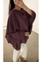 Asymmetrical Cut Blouse with Shawl Detail - Pck - 6189 - Bitter Brown - 3