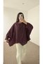 Asymmetrical Cut Blouse with Shawl Detail - Pck - 6189 - Bitter Brown