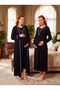 New Season Black Double-Breasted Collared Full-Length Design with Nursing Features Long Sleeve 100% Cotton Maternity Nightgown Set