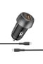 48W Dual Port Car Charger with USB-C to Lightning Cable