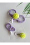 Handmade Knitted Tennis Racket and Ball Mom Daughter Buckle Set 3-Piece Set Automatic Buckle and Snap Buckle Athlete Hair Accessory - 3