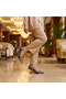 Valley Ethnic Pattern Closed Back Gold Galvanized Feta Heeled Shoes - 6