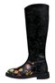 Women's Vegan Leather Black Zippered Leather Boots - Find the Cat Design
