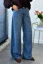 Premium Lyocell Denim Palazzo Trousers - Blue - 4