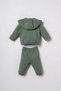 Baby Boy Embroidered Green Cardigan Tracksuit Set 6-36 Months Green - 4