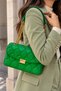 Laila Women's Stitched Chain Strap Hand and Shoulder Bag-Green - 6