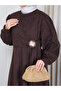 Women's Velvet Tunic Dress with Brooch Detail - 3