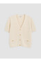 Alita City Ecru Knitwear Plain Short Women's Cardigan with a Difference - 5