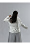 Ecru Crew Neck Basic Women's Sweatshirt Coc3543 - 4