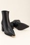 Westra Metal Toe Detailed Zippered Pointed Toe Thick Heeled Women's Boots - 2
