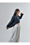 Navy Blue Crew Neck Basic Women's Sweatshirt Coc3547 - 4