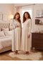 New Season Polka Dot Winter Button Detailed Full Length Design Long Sleeve 100% Cotton Maternity Maternity Dressing Gown Nightgown Set