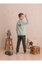 Boys & Teenagers Interlock Tiger Back Printed Long Sleeve Pajama Set with Pockets Blue - 2