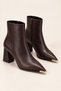 Westra Metal Toe Detailed Zippered Pointed Toe Thick Heeled Women's Boots