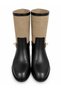 Women's Black Beige Suede Buckle Short Heel Boots Sernis - 3