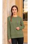 Women's Knitwear Soft Oversized Crew Neck Ribbed Hair Braid Detailed Homy Sweater - 2