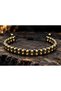 Adjustable Men's Bracelet with Shiny Anthracite Hematite Stone and Gold Color Beads