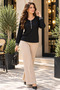 Modern Elegance with Ring Zipper Detail – Women's Long Sleeve Viscose Blouse with Cuff Detail - 3