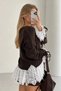 Women's Lace and Ruffle Detailed Soft Knitwear Cardigan - Brown Standard Size (Fits 36-42) - 2