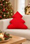 Pine Tree Shaped Decorative Red Cushion – Filled Inside 35×35 cm - 3