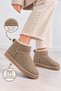 Women's Stoned Mini Boots, Furry Inside, Warm, Flat Sole, Suede Look, Casual Winter Ankle Boots