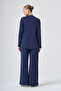 Pleated Detail on the Front and Ribbed Detail on the Pants Set 1044 Navy Blue - 3