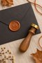 Halloween Themed Wooden Brass Seal - 2.5 cm Diameter, Pumpkin Printed Wax Seal - 4