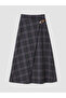 Esvab • Modern & Distinctive Checkered Embroidered Asymmetrical Skirt with Buckle Detail - 6