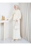 Women's Cloak with Pleated Detail and Brooch Detail Long Knitted Dress - 3