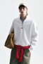 Zippered High Collar Boxy Fit Sweatshirt
