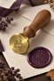 Witches Halloween Themed Wooden Brass Seal - 2.5 cm Diameter, Witch with Broom Printed Wax Seal - 3